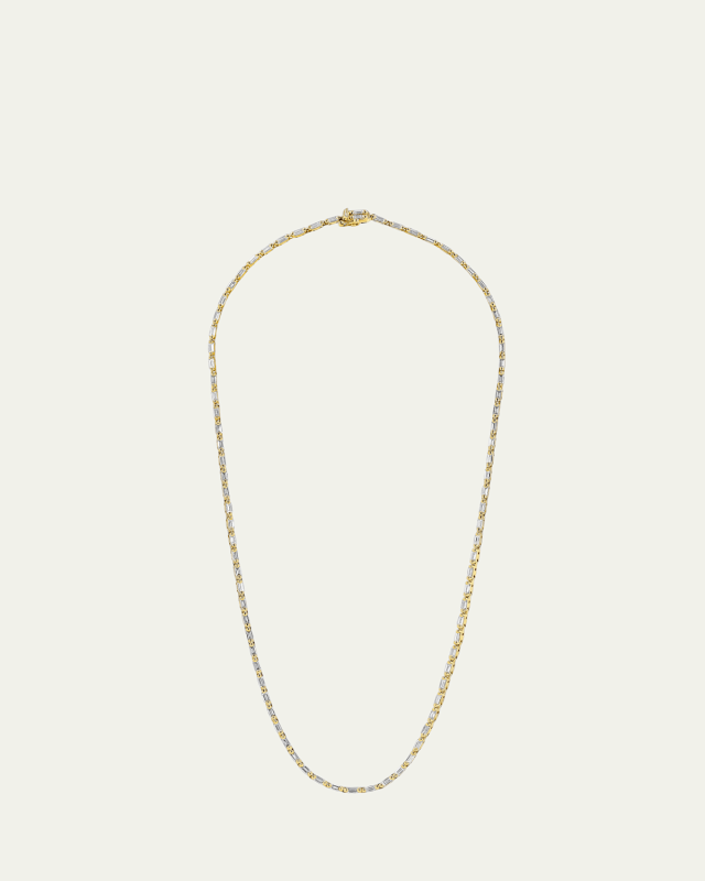18K Yellow Gold Linear Full Diamond Tennis Necklace